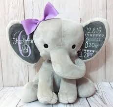 Baby Girl Birth Stat Elephant Stuffed Animal Newborn Gift Diy Baby Gifts Baby Girl Stuffed Animals Girl Stuffed Animals