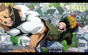 Izuku is on cloud nine when he's accepted to this prestigious academy, especially when he finds out that all might is one of the teachers. Izuku Holding Onto All Might In The Air Anime My Hero Academia Episodes Hero