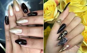 Black toe nails black acrylic nails stiletto nails white nails black acrylics coffin nails yellow nails design black nail designs french manicure nails. 21 Beautiful Black And Gold Nail Designs Stayglam