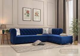 The rising demand for these forms of unconventional sofas has. Buy Henry L Shape Right Aligned Corner Sofa Velvet Indigo Blue Online In India Wooden Street