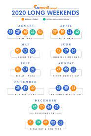 2018 which declares the the regular holidays and special. The 2020 Long Weekend Calendar Is Here Lamudi