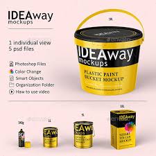 Paint Bucket Set Mockup Professional Fully Customizable Product Packaging Mockup Design Identity Mockup Productdesi Paint Buckets Mockup Packaging Mockup