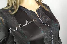 جوهرة حرير بالراندة خفيفة والعقيق قفطان باللون الاسود الساحر caftan simple muslimah wedding dress muslimah wedding