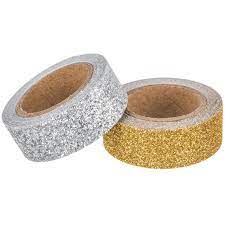 15mm wide x 5m long acid & lignin free the glitter does not fall off and leave a big mess. Gold Silver Glitter Washi Tape Hobby Lobby 1119353