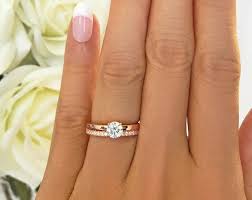 1 Ct Round Bridal Set Solitaire Ring Half Eternity Band Wedding Set Man Made Diamond Simulant Engagement Ring Sterling Silver With Images Solitaire Engagement Ring Rose Gold Yellow Gold Diamond Wedding
