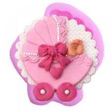 Molde De Silicone Carrinho De Bebe Para Decorar