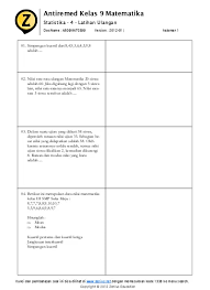 Kepramukaan (1) tekhnik penskoran smp/mts (1) teknik penyeberangan sungai (1) teori psikoanalisa erikson (1) teori sigmund freud (1) trik mudah menguasai semaphore (1) ulangan harian ips kelas 9 (2). Bab 03 Statistika 4 Latihan Ulangan