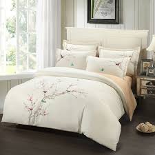 Not available for pickup and same day delivery. Embroidery Plum Tree Magpie Birds Cotton Bedding Sets Queen King Size Duvet Cover Set Beige Pink Green Purple Bed Linen Cotton Suit Cotton Plus Size Nightgownscotton Roll Aliexpress