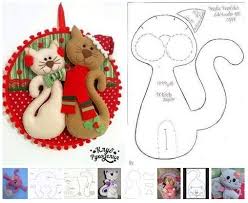 5 Modelos De Gato De Feltro Com Molde Feltro Artesanato Moldes Manualidades Fieltro Crafts Handmade Diy Gatinho De Feltro Gato De Feltro Molde De Gato