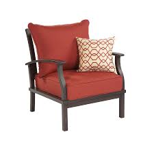 Allen Roth Set Of 2 Gatewood Cast Aluminum Patio Chairs With Solid Red Cushion Aluminum Patio Patio Chairs Patio