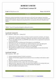 Lead Dental Assistant Resume Samples Qwikresume