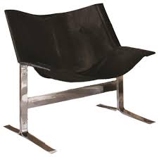 Art deco machine age mckay craft cantilever chrome sling armchair 1930s black. Retro Mid Century Modern Sling Back Chair Black Hair Hide Leather Silver Steel Contemporary Armchairs And Accent Chairs By My Swanky Home Houzz