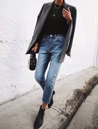 Blazer Raye Jean Boyfriend 7 8 Boots Pointues Le Bon Mix Photo Andy Csinger Mode Mode Tendance Idees De Mode