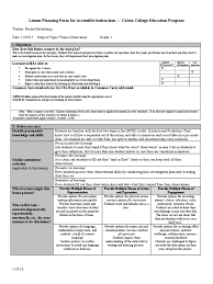 Lesson plan template for teacher observation. Observation Lesson Plan Lesson Plan Teaching