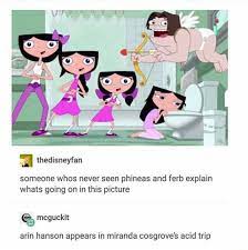 Someone whos never seen phineas and ferb explain whats going on in this  picture arin hanson appears in miranda cosgrove's acid trip - iFunny Brazil