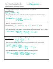 Mixed Stoichiometry Conversions Pdf Mixed Stoichiometry Practice Name Mary Garnsey Write And Or Balance The Following Equations 1 Potassium Chlorate Course Hero
