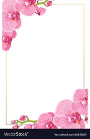 Pink Orchid Flowers Border Frame Template Card Vector Image Border Design In 2020 Floral Border Design Flower Frame Vector Flowers