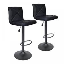 Black 2 Pu Leather Modern Adjustable Swivel Barstools Hydraulic Chair Bar Stools Black Bar Stools Adjustable Bar Stools Bar Stool Chairs
