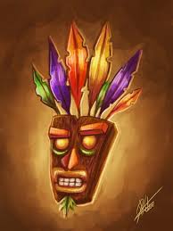 One variant is gray, another is green and the last one is yellow. Aku Aku By Patricia Kelen Crash Bandicoot Tattoo Crash Bandicoot Crash Bandicoot Characters