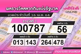 ลุ้นผลหวย หวยออกวันที่ 1/4/64 รางวัลที่ 1 ผลสลากกินแบ่งรัฐบาล. D Weuh2hjhozwm