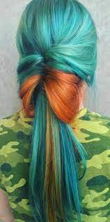 Turquoise Green Orange Dyed Hair Theunicorntribe Dyed Hair Bright Hair Cool Hair Color