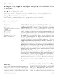 Pdf Caring For Older People In Prehospital Emergency Care Can Nurses Make A Difference