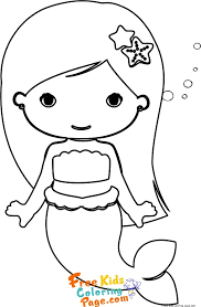 Download or print this amazing coloring page: Printable Coloring Page Cute Girl Cute Mermaid Drawing Easy Cute Girl