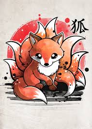 Nine Tailed Fox Poster Print By Nemimakeit Fadda Displate In 2021 Fox Artwork Cute Fox Drawing Fox Poster
