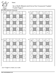 Writing in numeral form a number that is expressed in words, identifying the. Subtractiion Crossword Puzzle 3 Worksheets