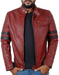 Handmade Maroon Jacket Black Strips Genuine Lambskin Motorcycle Leather Jacket Leather Jacket Leather Jacket Style Cafe Racer Leather Jacket