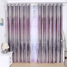 Decorative Gradient Gray And Purple Polyester Bedroom Curtain Printed With Lavender Pattern