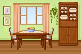 Dining Room Interior With Table And Cupboard Vector Illustration Stoc Sponsored Interior In 2020 Dining Room Images Dining Room Interiors Living Room Clipart