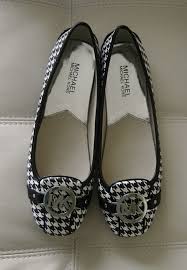 Black And White Flats Shoes New Michael Kors Fulton Moccasin Ballet Flats Shoes Black White Houndstooth 8m Houndstooth Michael Kors Fulton White Houndstooth