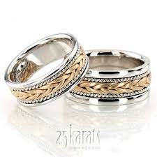 Stylish Sandblasted Hand Braided Wedding Band Set Braided Wedding Band Matching Wedding Rings Wedding Ring Sets