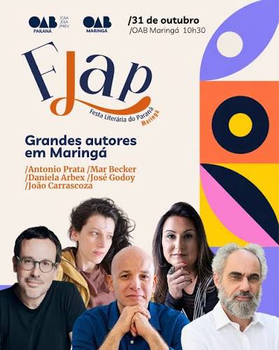 No dia 31 de outubro, a FLAP – Festa Literária do Paraná chega à OAB Maringá para reunir grandes autores, leitores e apaixonados por boas histórias em uma programação especial dedicada à