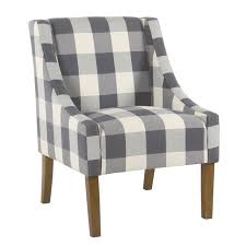 Chairs lounges benches are a very important form of home furniture and should be selected after considering several factors. Fabric Upholstered Wooden Accent Chair With Buffalo Plaid Pattern Blue White And Brown Walmart Com Walmart Com