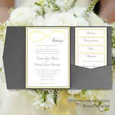 Check spelling or type a new query. Pocket Fold Wedding Invitations Infinity Love Yellow Gray 5x7 Wedding Template Shop