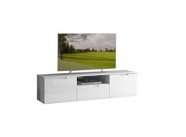 Eclairage led blanc disponible en option. Meuble Tv Blanc Laque 3 Portes Design Moderne Contemporain Sienna