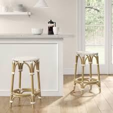 Perry Rattan Backless Woven Counter Height Barstool White Threshold Counter Stools Backless Counter Stools Bar Stools