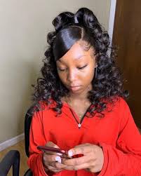 If you're an african american man with short black hair, a hard part at either side takes no time at all and it's something you can do yourself at home. Nicole Noire Hair V Twitter Serving 90 S Vibes Edges Curls Halfuphalfdown Swoophair Edgesonfleek Halfuphalfdownhairstyle Fashion Hair Hairstyles Edgeslaid Halfuphalfdownhair Hairdid Updo Curlsonfleek Trendyhair
