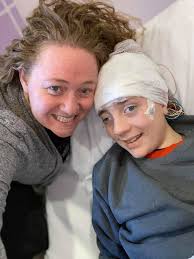 Jackson was scheduled to come to the hospital today for a 24 hour EEG  study, to check for the possibility of seizures. So, how do we go from that  to falling asleep