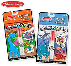 Amazon Com Melissa Doug On The Go Colorblast No Mess Coloring Pad 2 Pack Sea Life Dinosaurs 24 Color Reveal Pictu Melissa Doug Sea Life Reveal Pictures