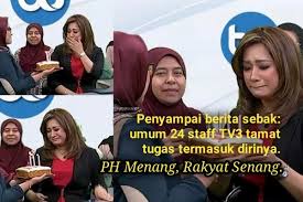 Malah 24 rakan lain termasuk penerbit turut sama menamatkan tempoh perkhidmatan bersama tv3 hari ini. Video Penyampai Berita Sebak Umum 24 Staff Tv3 Tamat Tugas Termasuk Dirinya Pakdin My