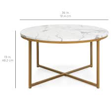 Best Choice Products 36in Faux Marble Modern Living Room Round Accent Side Coffee Table W Metal Frame White Bronze Gold Walmart Com In 2020 Table Decor Living Room Coffee Table Side Coffee Table