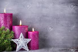 Three Purple Candles On Gray Background Christmas Decoration Stock Photo Picture And Royalty Free Image Image 64101561