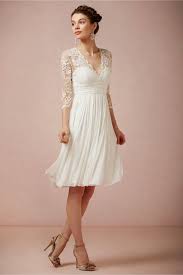 Short Wedding Dress With 3 4 Lace Sleeves Bride Reception Dresses Online Wedding Dress Little White Dresses