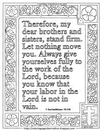 Books of the bible coloring pages. Coloring Pages For Kids By Mr Adron Free Print And Color Page With 1 Corinthians 15 58 Your Labor In The Lord Is Not In Vain Bible Verse