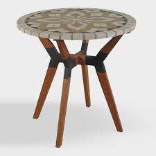 Spanish Marble Mosaic Canary Outdoor Patio Bistro Table By World Market Bistro Table Outdoor Outdoor Dining Furniture Patio Furnishings
