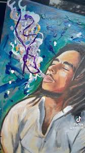Fun lil painting #painting #acrylicpainting #bobross #bobmarley