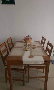 Mid century inspired dining room, ikea morbylanga table, wood table and chairs. Ikea Dining Table Set 4 Seater Home Furniture Furniture On Carousell